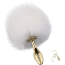 Анальная пробка с белым хвостиком Lockink Sevanda White Bunny Tail Anal Plug Pear, золотая - Фото №1