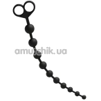Анальная цепочка Alume Silicone Anal Bead Chain With Double Ring, черная - Фото №1