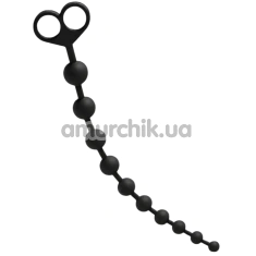Анальная цепочка Alume Silicone Anal Bead Chain With Double Ring, черная - Фото №1
