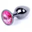 Анальна пробка із рожевим кристалом Exclusivity Jewellery Dark Silver Plug, срібна - Фото №1
