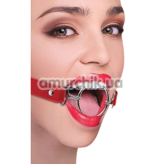 Кляп Ouch! Ring Gag XL With Leather Straps, червоний - Фото №1