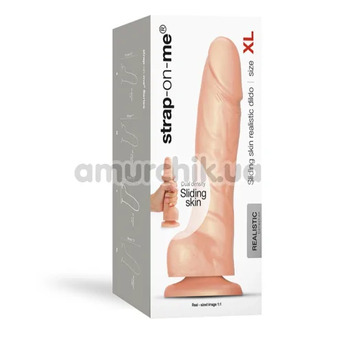 Фалоімітатор Strap-On-Me Sliding Skin Realistic Dildo XL, тілесний