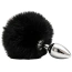 Анальна пробка з чорним хвостиком DS Fetish Metal Plug With Bunny Tail, срібна - Фото №3