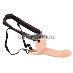 Порожнистий страпон Vibrating Strap-on Silicone Sleeve, тілесний - Фото №1