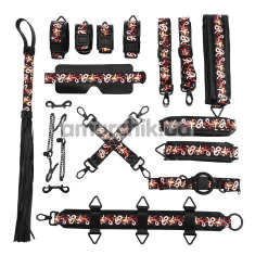 Бондажный набор Lockink The Flowering Serpent Leather Bondage Restraint Set 12PC, черный - Фото №1