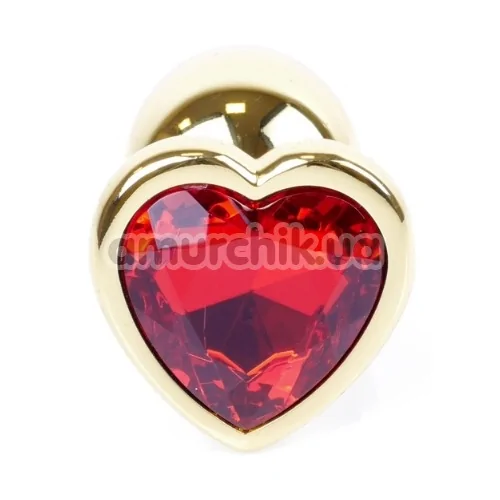Анальна пробка із червоним кристалом Exclusivity Jewellery Gold Heart Plug, золота