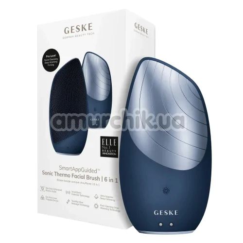 Ультразвукова щітка для обличчя Geske Sonic Thermo Facial Brush 6 in 1, синя