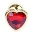 Анальна пробка із червоним кристалом Exclusivity Jewellery Gold Heart Plug, золота - Фото №2