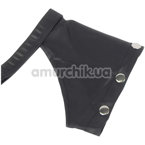 Боди-портупея мужское с фиксаторами для рук Star Night Faux Leather Harness Bodysuit, черное