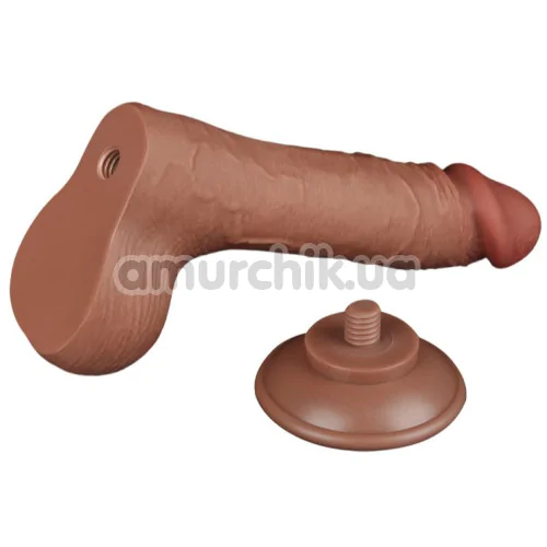 Фаллоимитатор Sliding-Skin Dual Layer Dong 7.5 с мошонкой, светло-коричневый