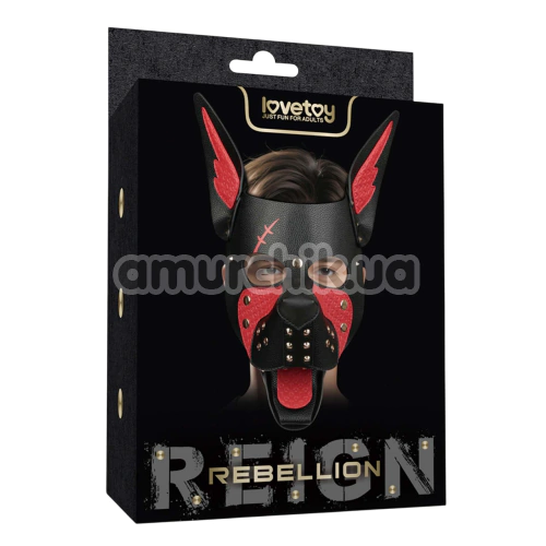 Маска собаки Lovetoy Rebellion Reign Scarred Alpha Pup Mask, чорно-червона