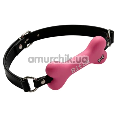 Кляп DS Fetish Mouth Bone Gag Bitch, розово-черный - Фото №1
