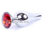 Анальная пробка с красным кристаллом Exclusivity Jewellery Silver Plug Long, серебряная - Фото №1