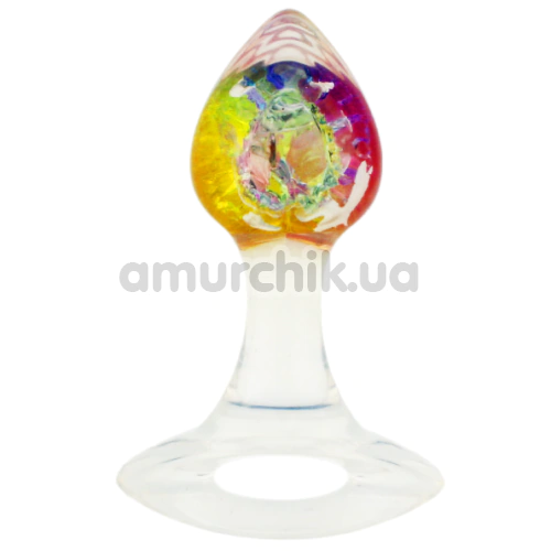 Анальная пробка Crystal Oval Base Butt Plug Small, разноцветная
