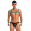 Комплект мужской Star Night Men's Set With Harness & Wrist Restraints, черно-голубой: портупея + трусы-джоки + фиксаторы для рук - Фото №1