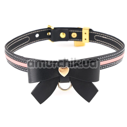 Ошейник с поводком Lockink Sevanda Love Heart Butterfly Leather Collar, черный