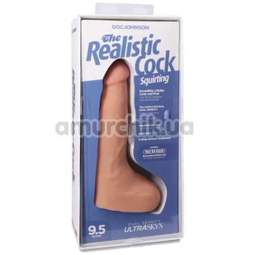 Фалоімітатор з еякуляцією Doc Johnson The Realistic Cock Squirting 9.5, тілесний