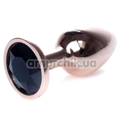 Анальна пробка з чорним кристалом Exclusivity Jewellery Red Gold Plug, золота - Фото №1