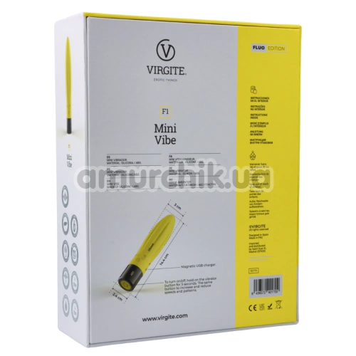 Вибратор Virgite Fluo Mini Vibe F1, желтый