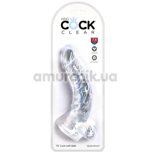 Фаллоимитатор King Cock Clear 7.5 Cock With Balls, прозрачный
