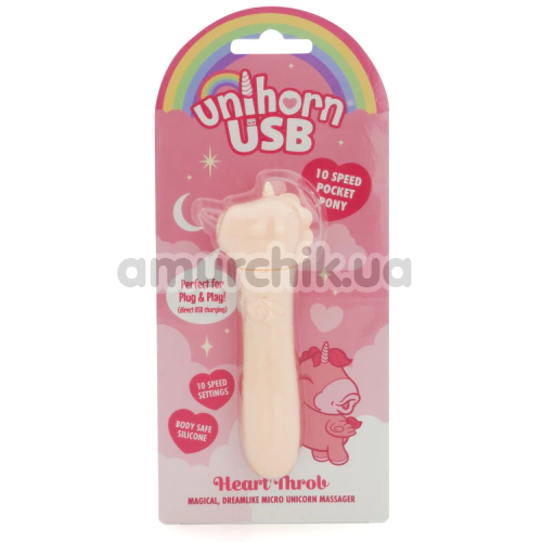 Кліторальний вібратор Unihorn Usb Heart Throb, рожевий