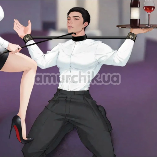 Бондажный набор Upko Extra-long Spreader Bar With Choker And Cuffs, черный