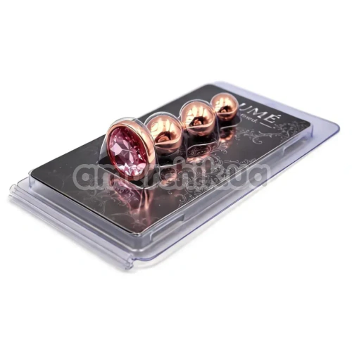 Анальна пробка з рожевим кристалом Alume Metal Beaded Plug S, бронзова