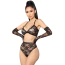 Комплект Star Night Lace Lingerie With Long Gloves, черный: бюстгальтер + трусики + перчатки - Фото №1