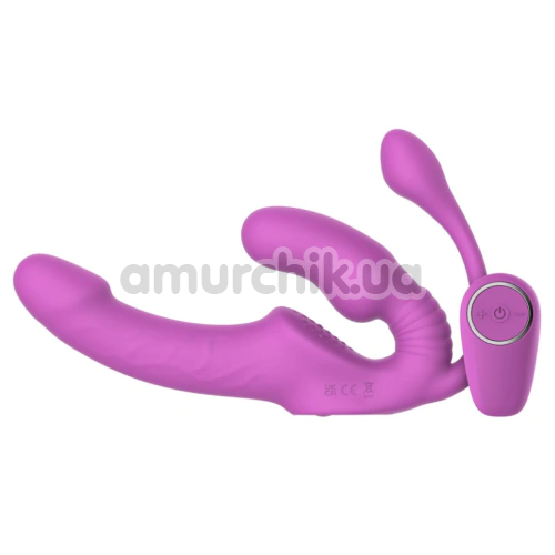 Безременевий страпон з вібрацією Teazers Strapless Strap-On With Anal Plug, рожевий - Фото №1