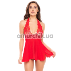 Комплект Dolled Up Halter 2 Piece Chemise Set, красный: пеньюар + трусики-стринги - Фото №1
