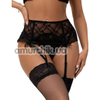 Комплект Star Night Mesh & Bow Garter Panties, чорний: пояс для панчіх + трусики-стрінги - Фото №1