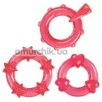 Набор эрекционных колец Magic C-rings красный, 3 шт - Фото №1