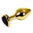 Анальна пробка із чорним кристалом Gold Heart Plug, золота - Фото №1
