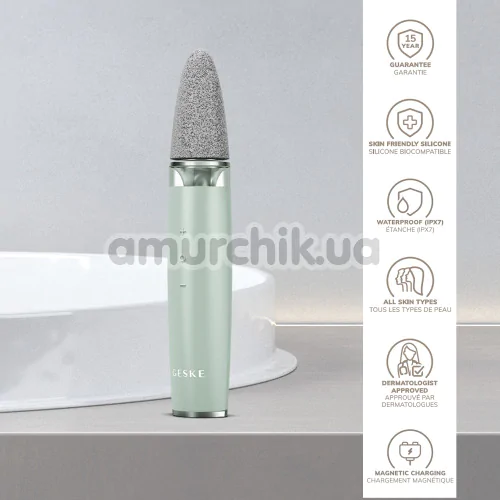 Шлифовальная пилка для стоп с насадками Geske Electric Pumice Foot Smoothing Multi-Pen 8 in 1, зеленая