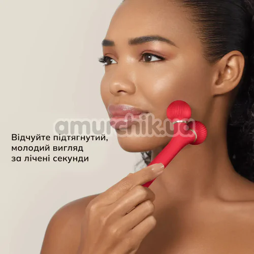 Ультразвуковий масажер для обличчя Geske Sonic Facial Roller 4 in 1, червоний