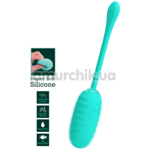Виброяйцо Pretty Love Kirk Super Soft Silicone, бирюзовое
