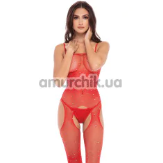 Комбинезон Sparkle Crotchless Bodystocking, красный - Фото №1