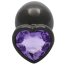 Анальная пробка с фиолетовым кристаллом Ouch! Heart Metal Butt Plug Large, черная - Фото №3