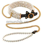 Нашийник з повідцем Guilty Pleasure Luminous Pearl Leash & Collar, чорно-золотий - Фото №1