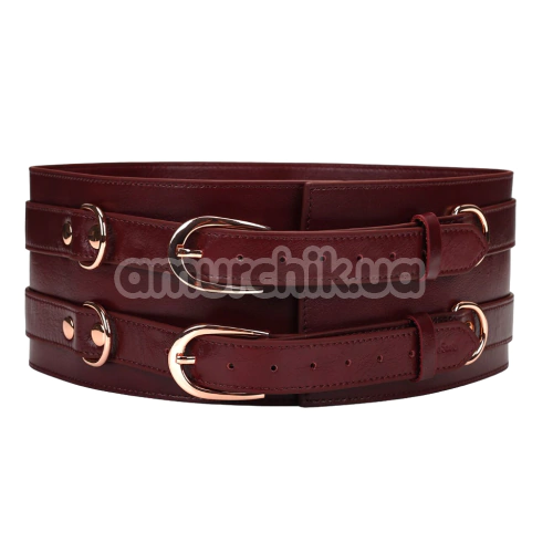 Бондажний пояс Liebe Seele Wine Red Leather Bondage Waist Belt M, бордовий - Фото №1