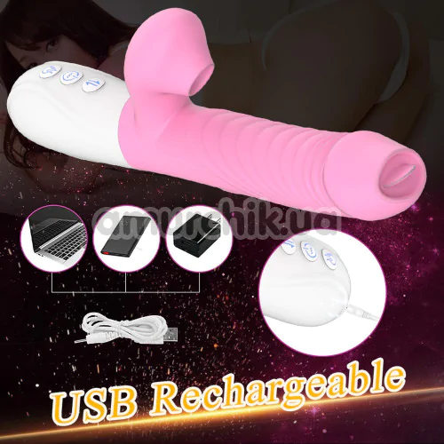 Вібратор з підігрівом Boss Silicone Vibrator USB 7, темно-рожевий