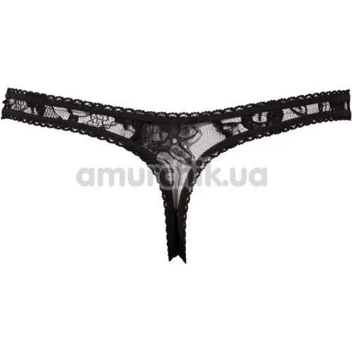 Трусики-стрінги мереживні Crotchless String, чорні