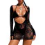 Сукня Star Night Longsleeve Open Front Mini Dress, чорна - Фото №5
