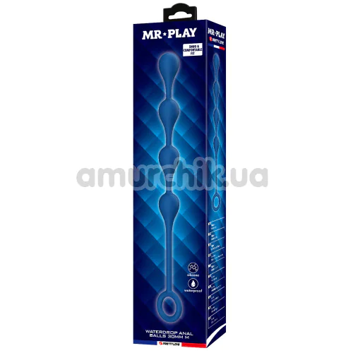 Анальний ланцюжок MR Play Waterdrop Anal Balls M, синій