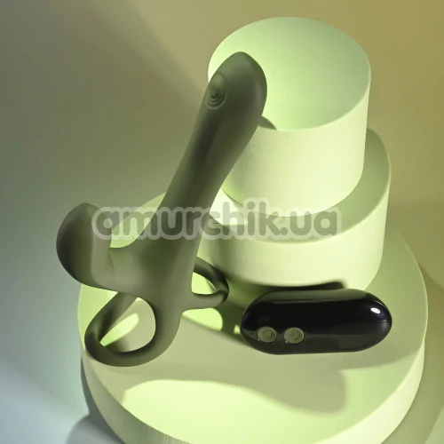 Насадка на пенис с вибрацией и пульсацией Zero Tolerance Strap Tap And Go, зеленая