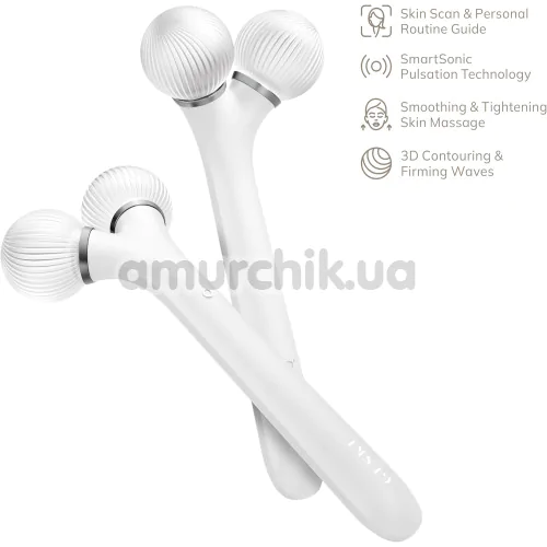 Ультразвуковий масажер для обличчя Geske Sonic Facial Roller 4 in 1, білий