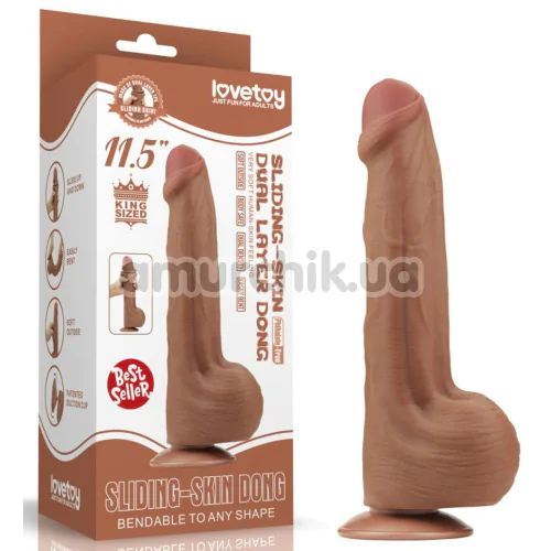 Фаллоимитатор Sliding-Skin Dual Layer Dong 11.5, коричневый