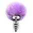 Анальная пробка с фиолетовым хвостиком Alive Anal Pleasure Metal Anal Fluffy Twist Plug S, серебряная - Фото №1