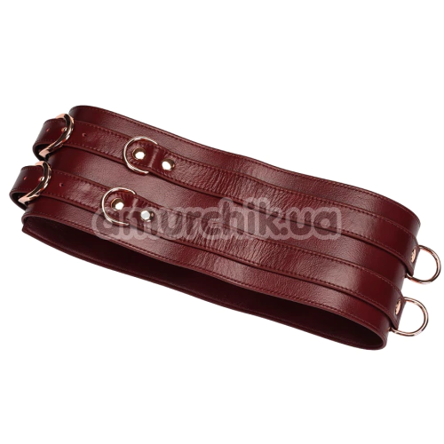 Бондажний пояс Liebe Seele Wine Red Leather Bondage Waist Belt M, бордовий