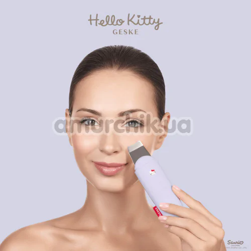 Микротоковый скрабер для кожи лица Geske MicroCurrent Skin Scrubber & Blackhead Remover 9 in 1 - Hello Kitty, сиреневый